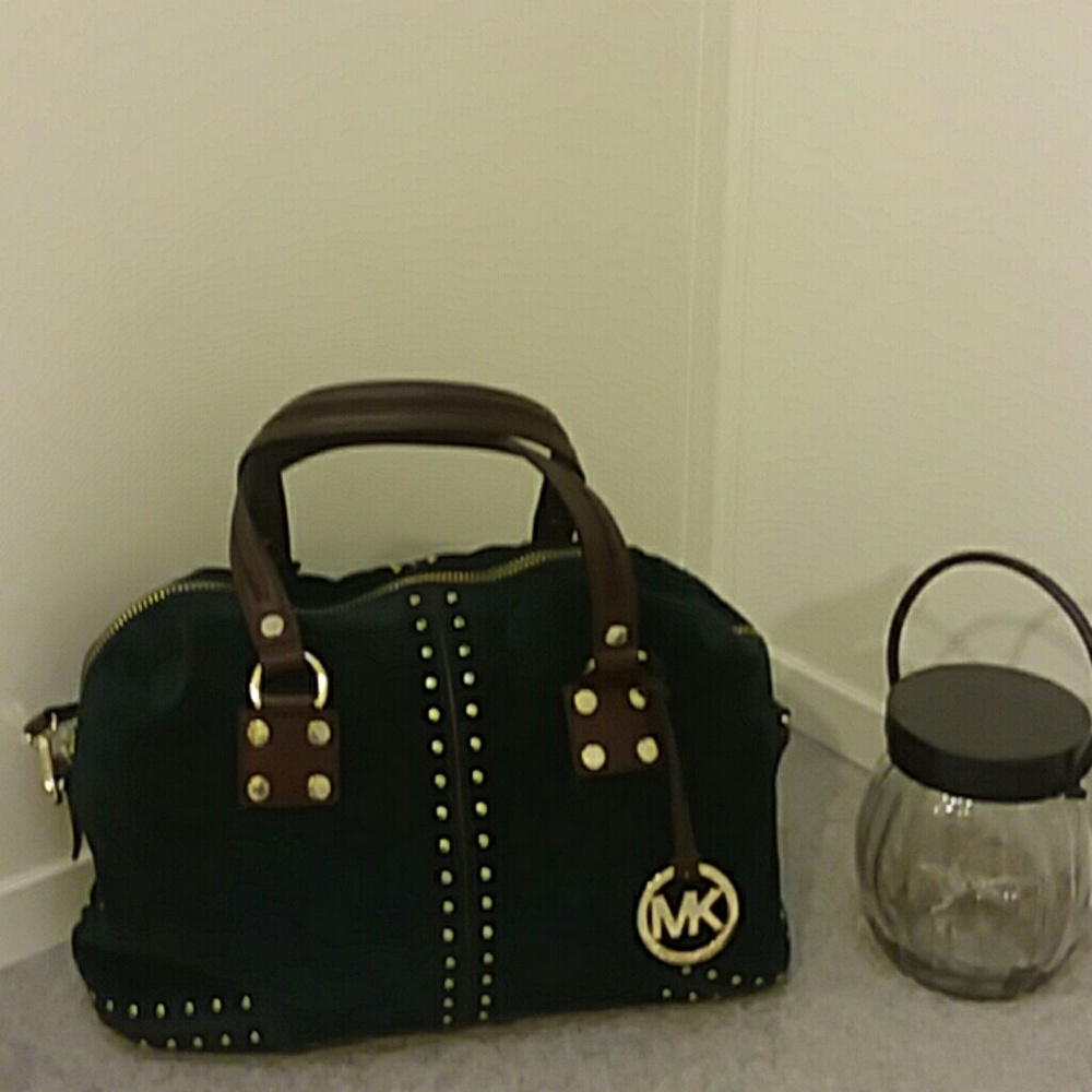 Authentic Michael Kors green suede purse